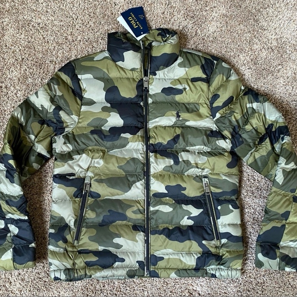 Polo Ralph Lauren Men's Green Camouflage Puffer Jacket